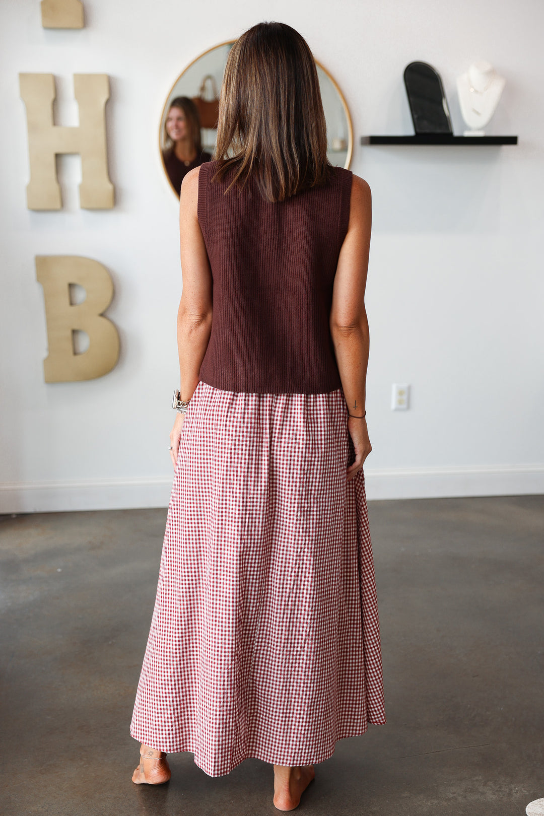 Gingham Maxi Skirt - Crimson