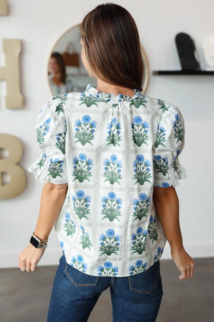 Pattern Block Top - Blue