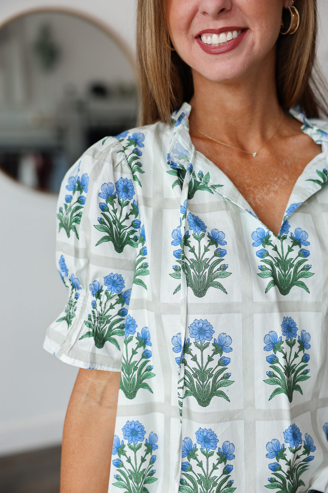 Pattern Block Top - Blue
