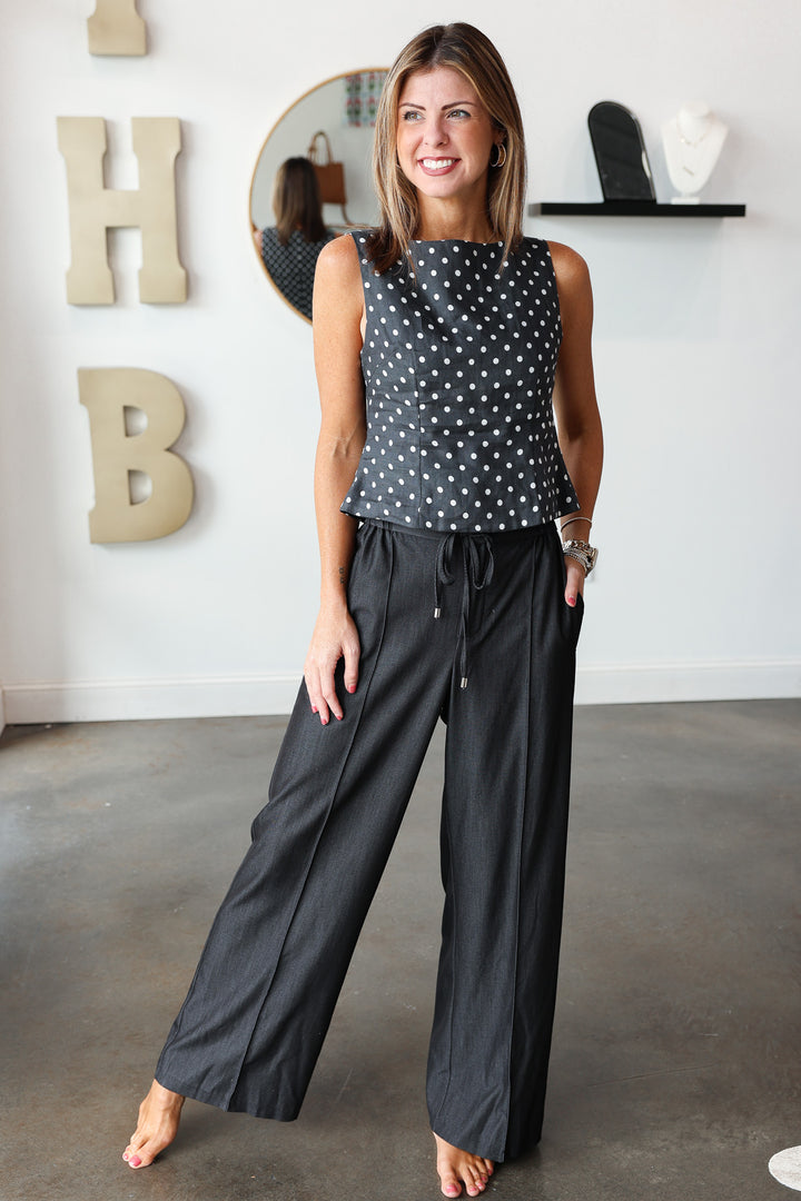 Wide Leg Pants - Black