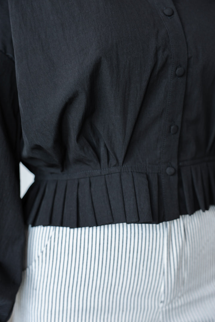 Pleated Hem Top - Black