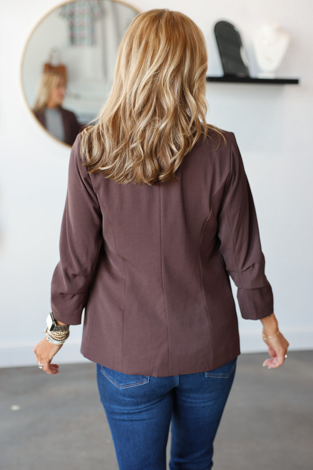 Scrunched Sleeve Blazer - Espresso