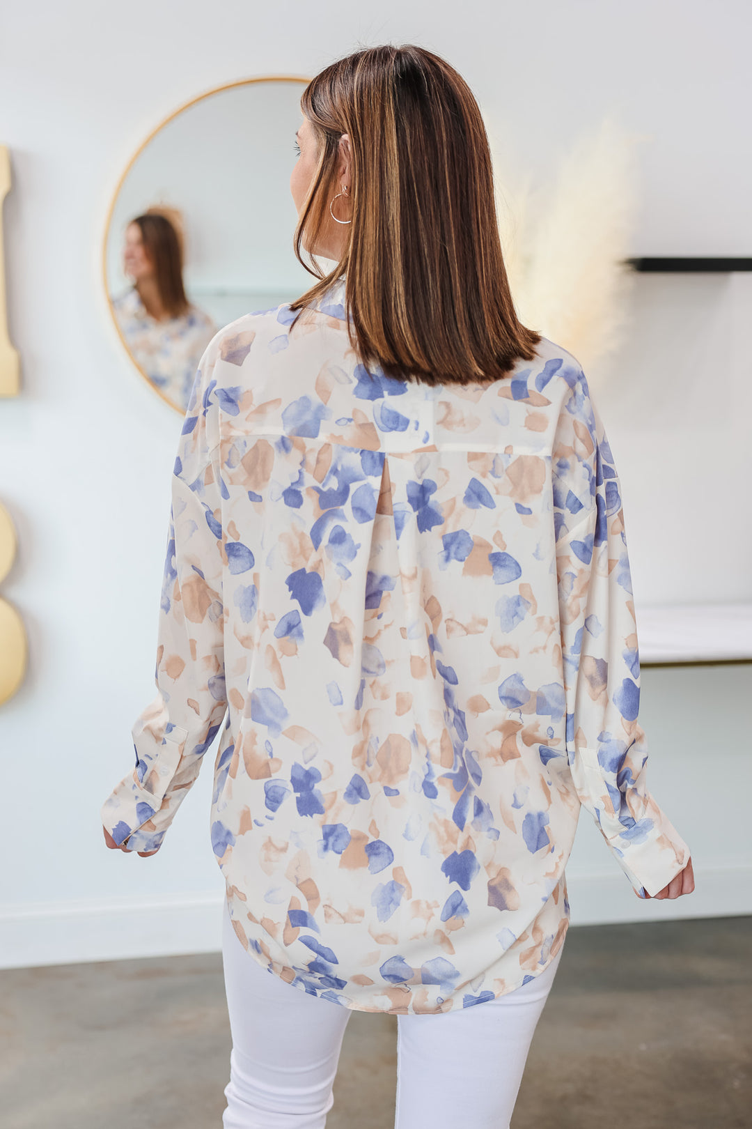 Printed Relaxed Button Down - Blue