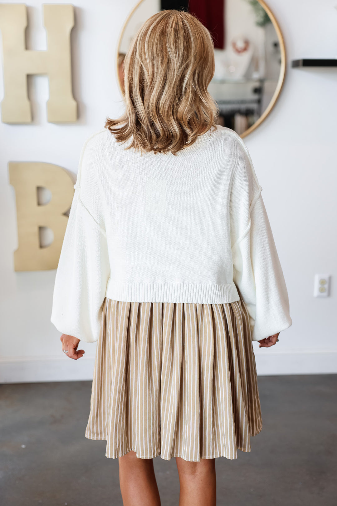 Mixed Media Sweater Dress - Natural