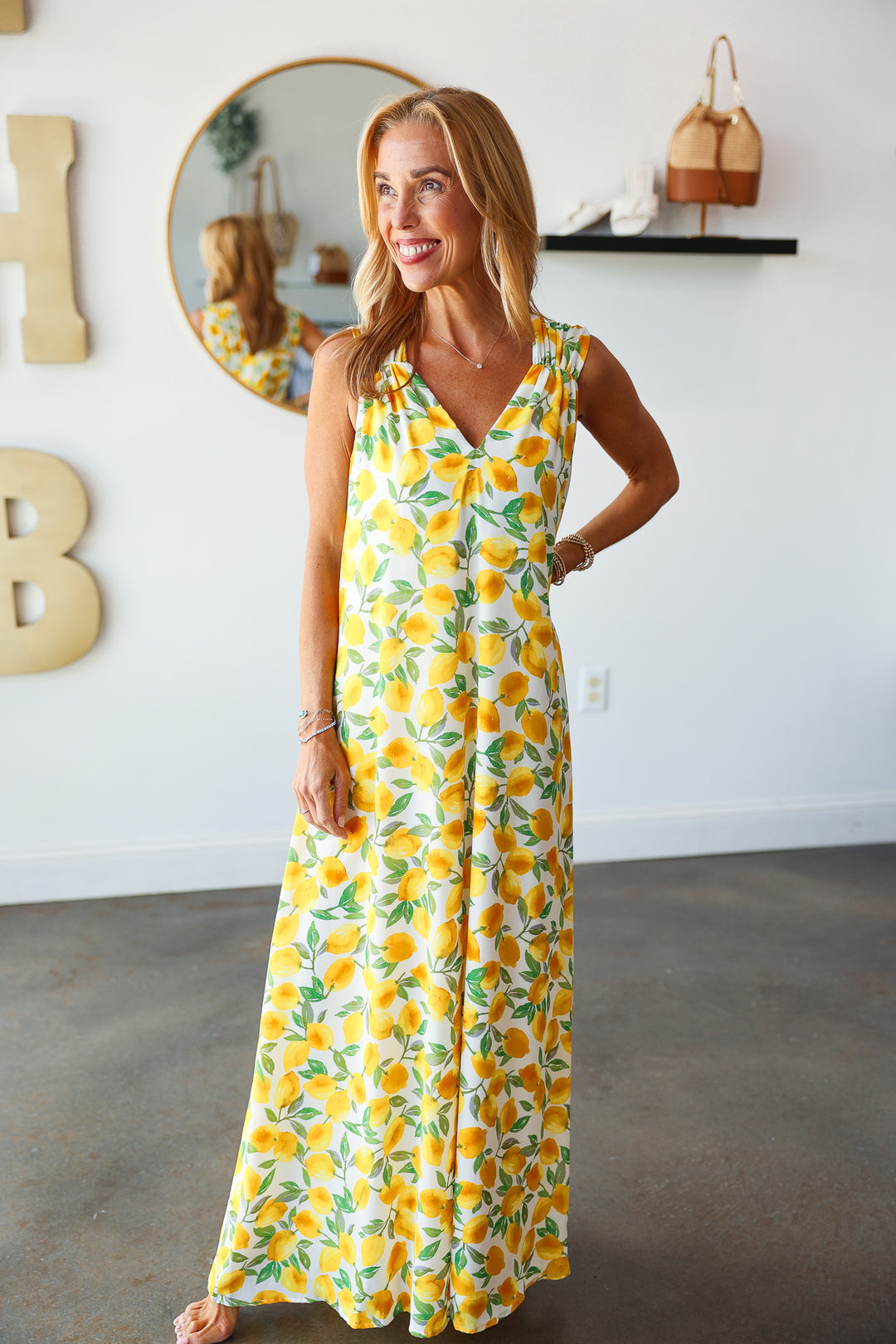 Ruched Strap Maxi Dress - Limoncello