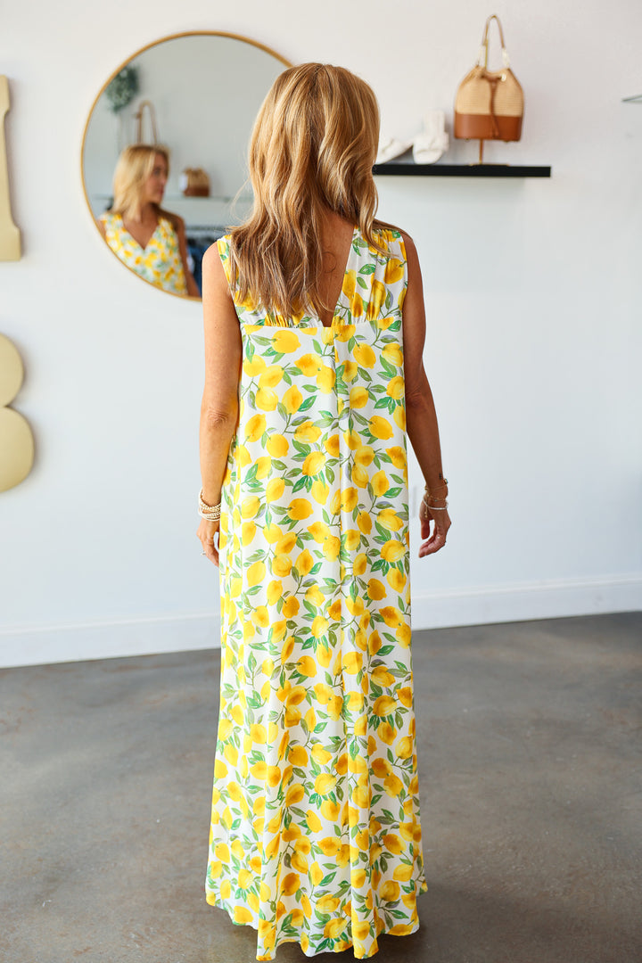 Ruched Strap Maxi Dress - Limoncello