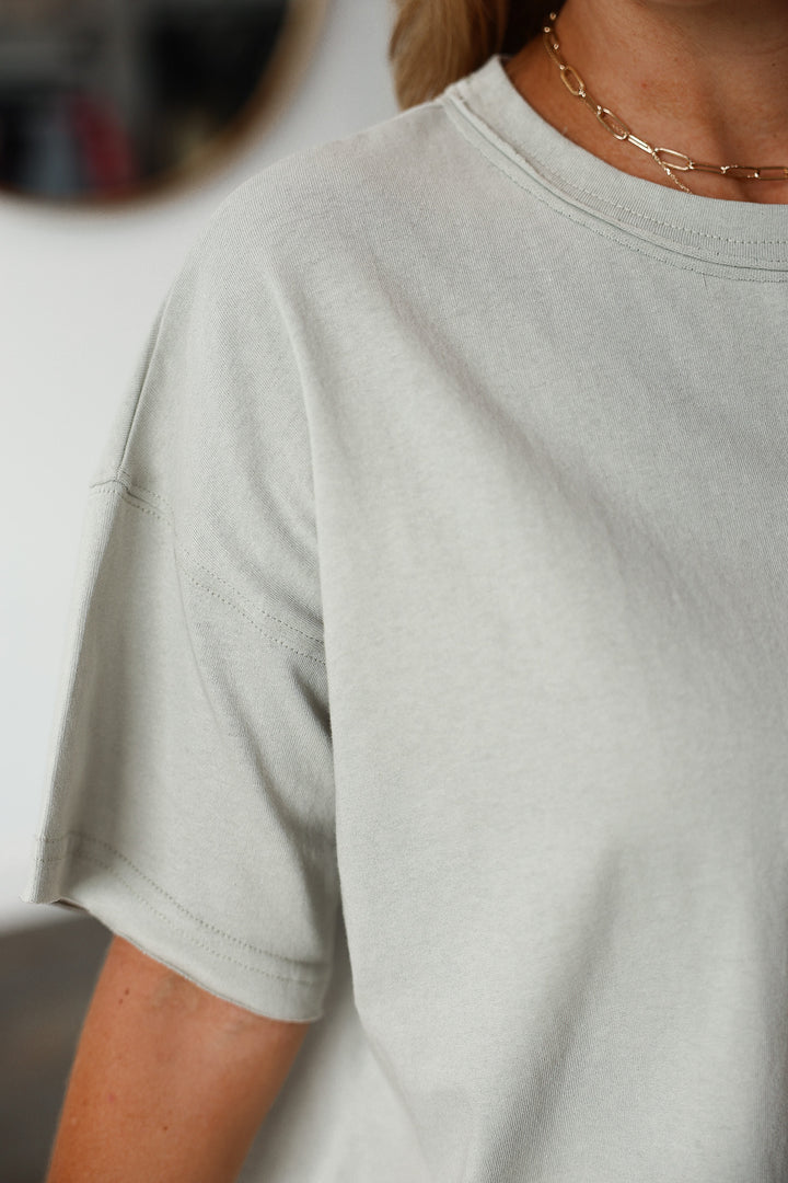 Raw Hem Boxy Tee - Dry Thyme