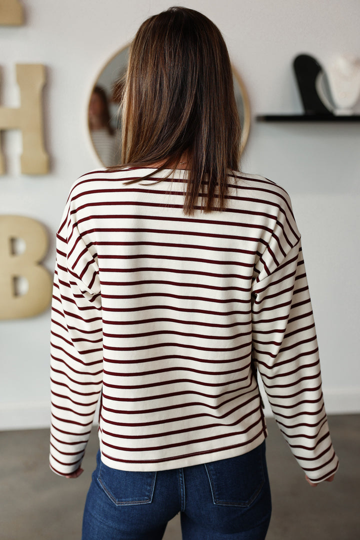 Stripe Knit Top - Wine