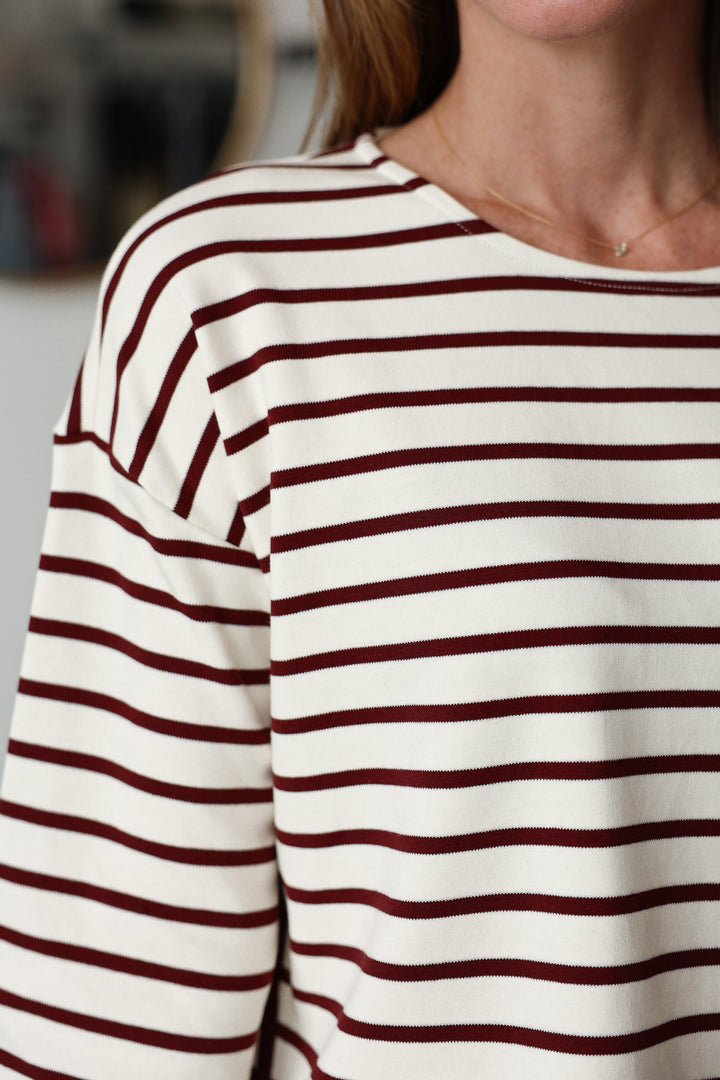 Stripe Knit Top - Wine