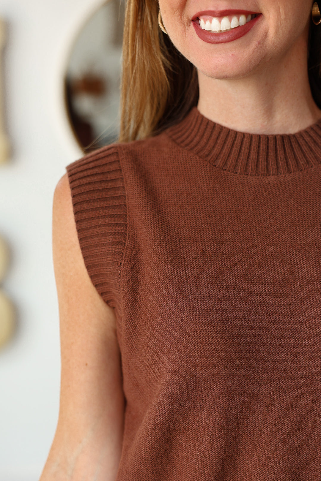 Open Back Sweater Tank - Chocolate