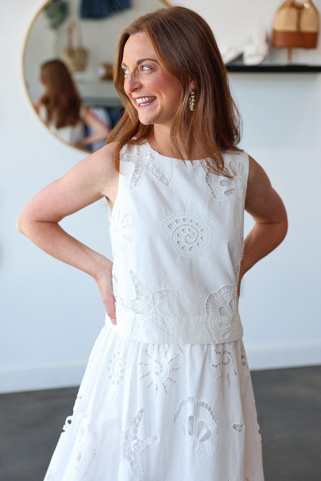 Embroidered Tank - White