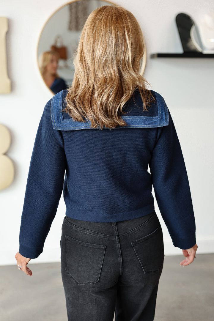 Contrast Denim Jacket - Navy