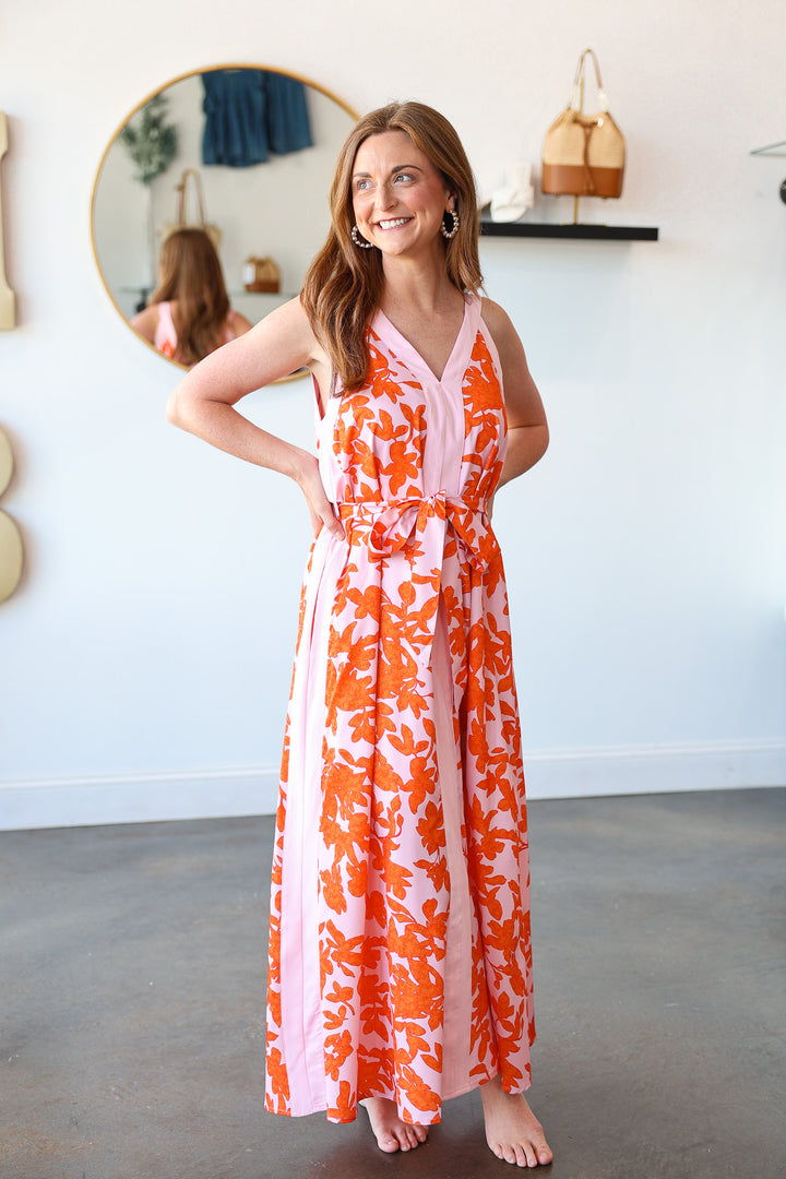 Floral Maxi Dress - Tangerine