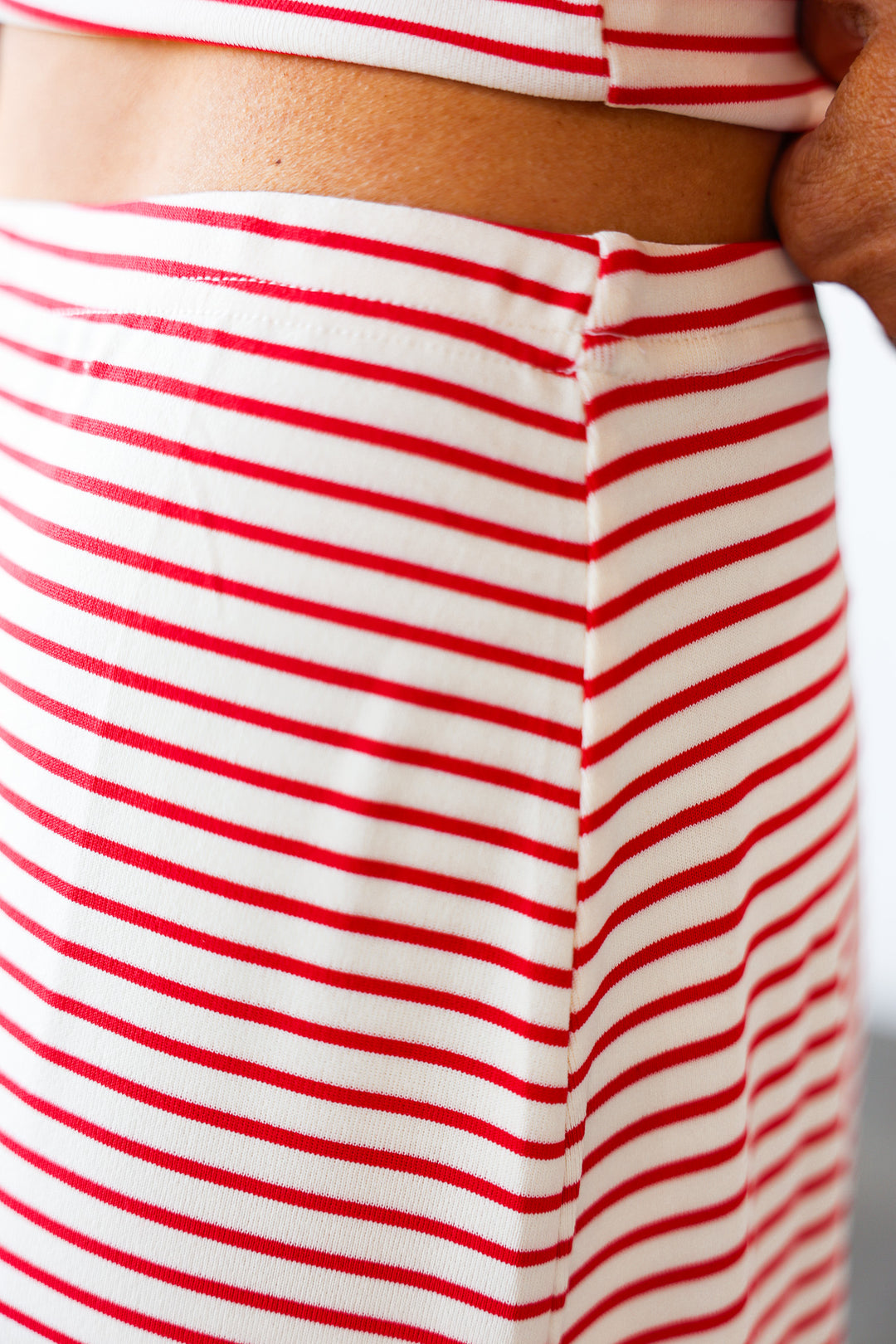 Striped Midi Skirt - White/Red