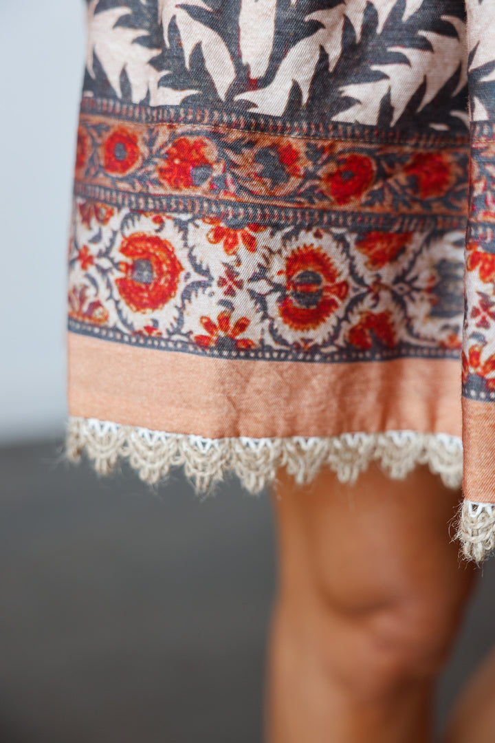 Printed Button Front Dress