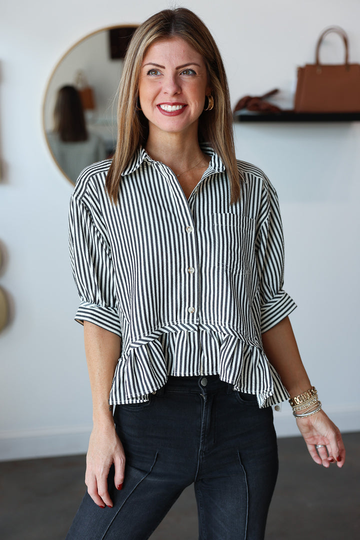 Striped Boxy Top - Black/White