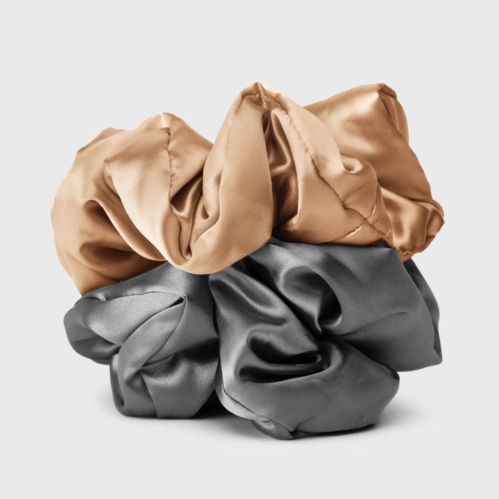 Satin Sleep Pillow Scrunchies - Gold/Charcoal