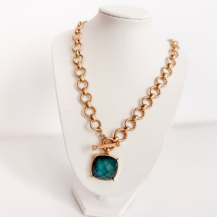 Pendant Toggle Necklace - Green