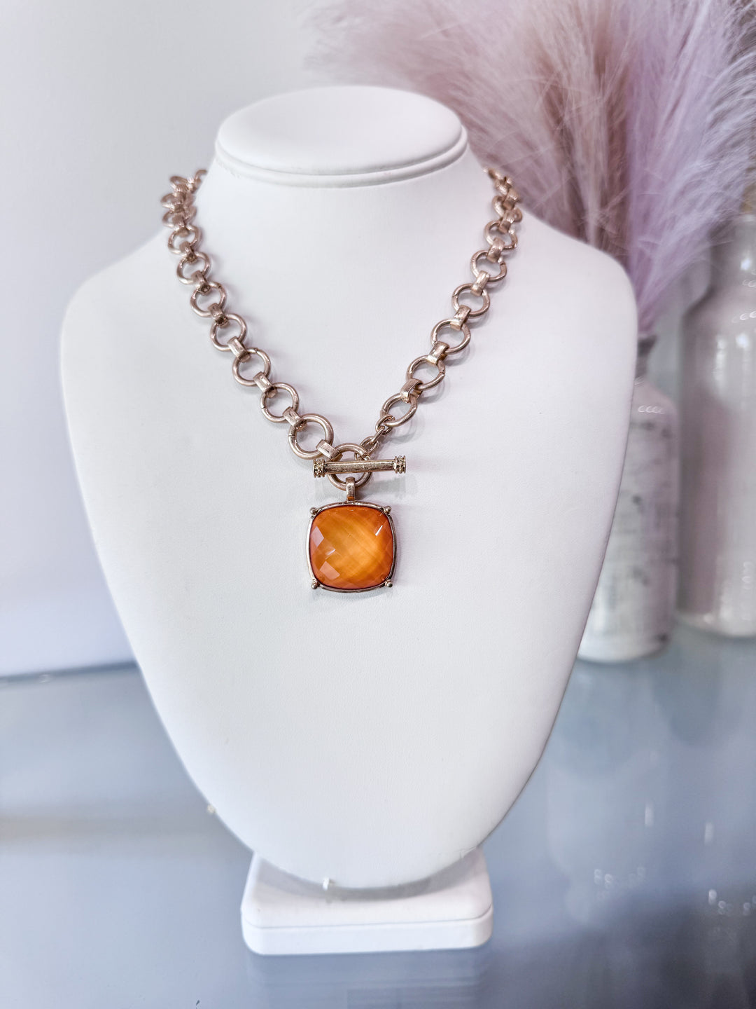 Pendant Toggle Necklace - Mustard