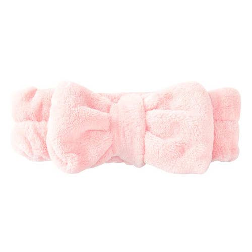 Plush Bow Spa Headband - Pink