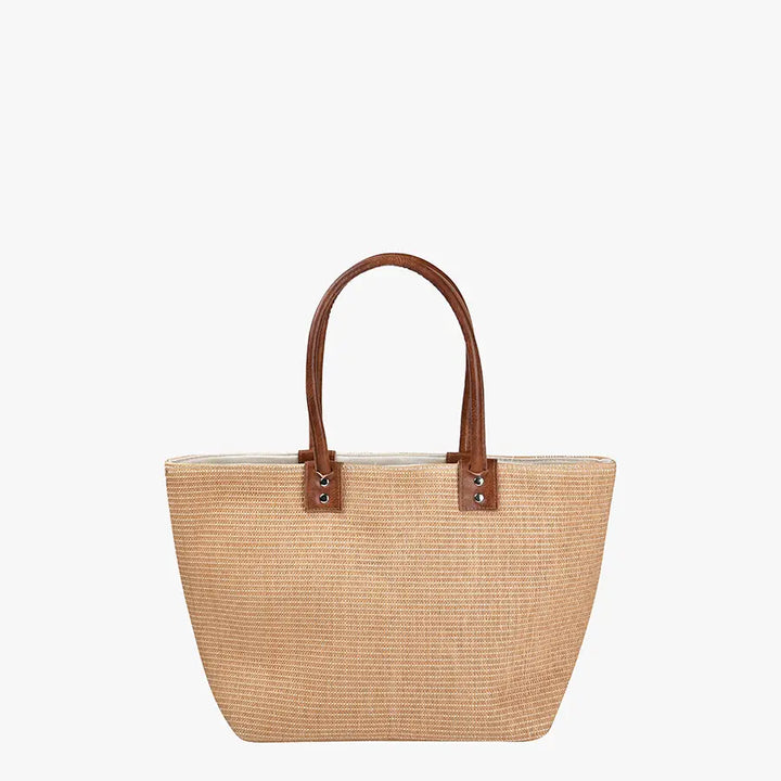 Small Straw Tote - Dark