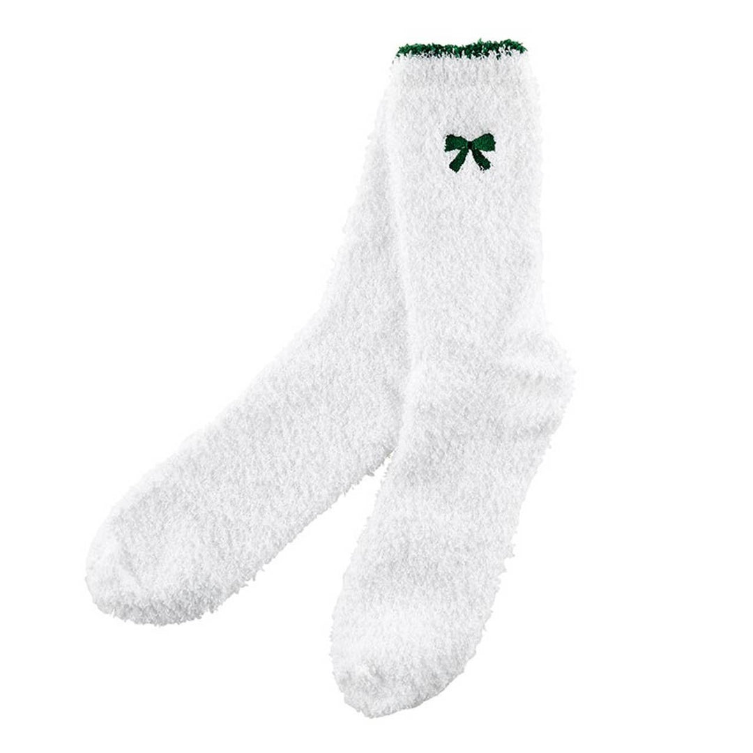 Cozy Socks in Ornament - Green Bow