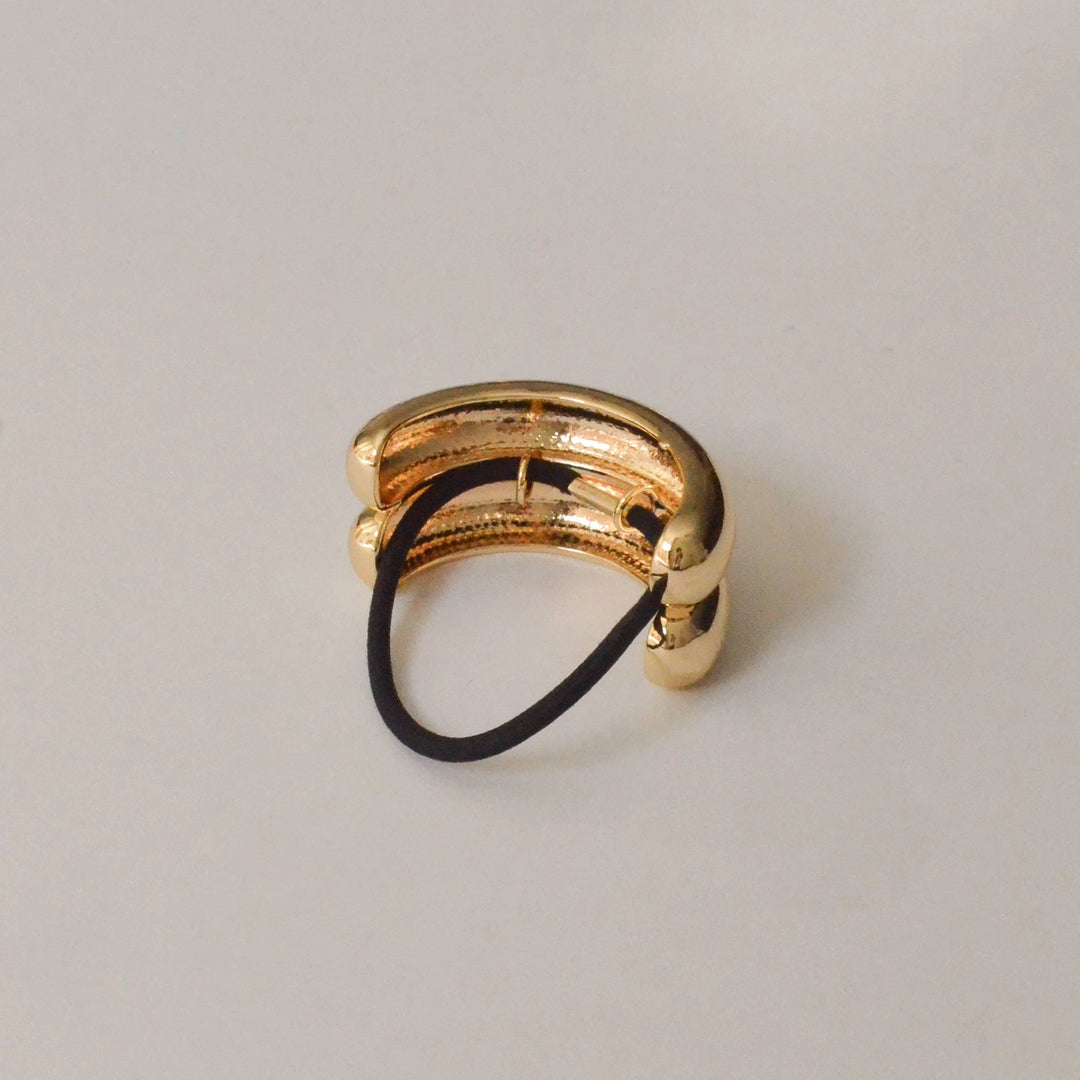 Wide Double Arch Metal Ponytail Hair Tie | Gold