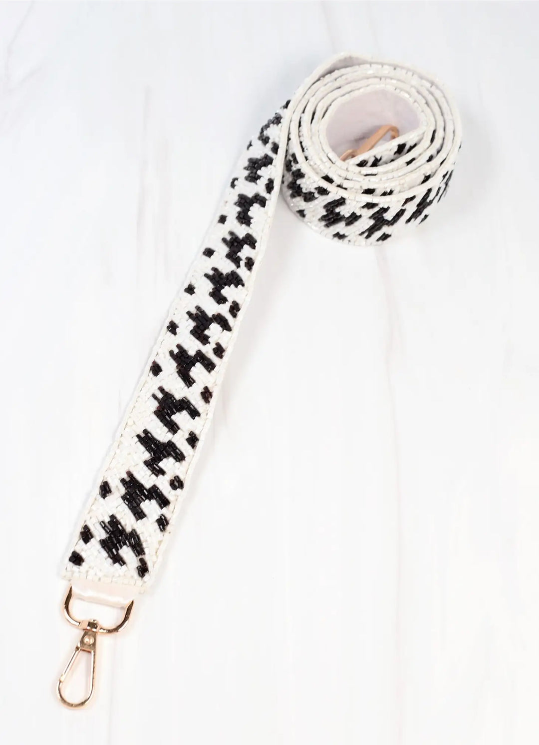 Beaded Bag Strap - Houndstooth