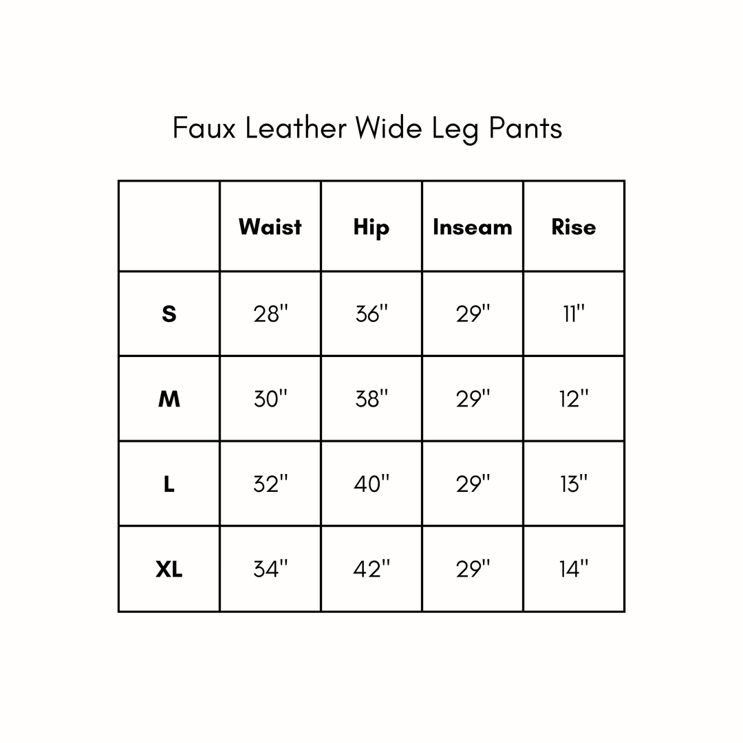 Faux Leather Wide Leg Pants - Black