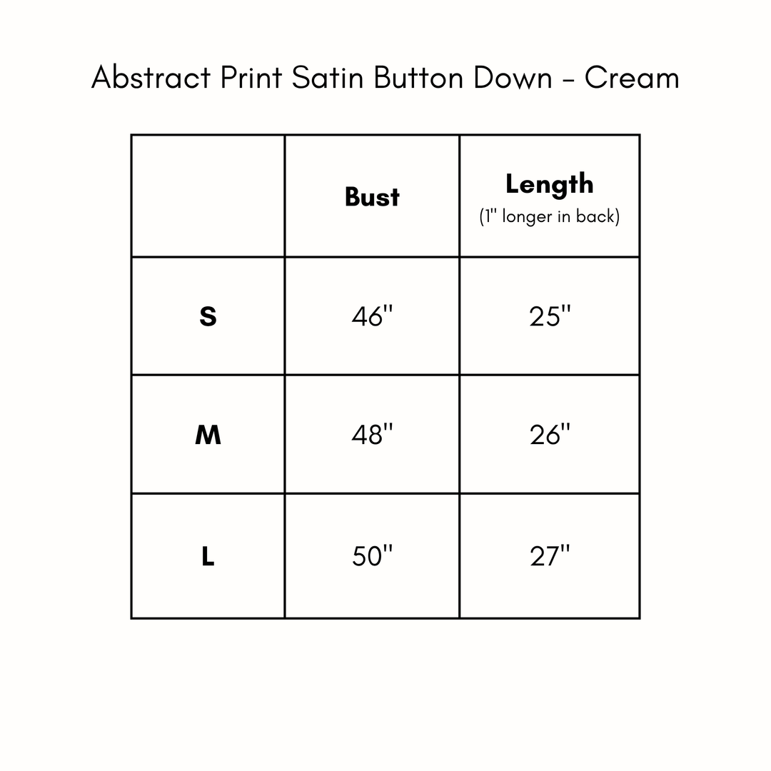 Abstract Print Satin Button Down - Cream
