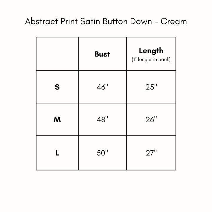 Abstract Print Satin Button Down - Cream
