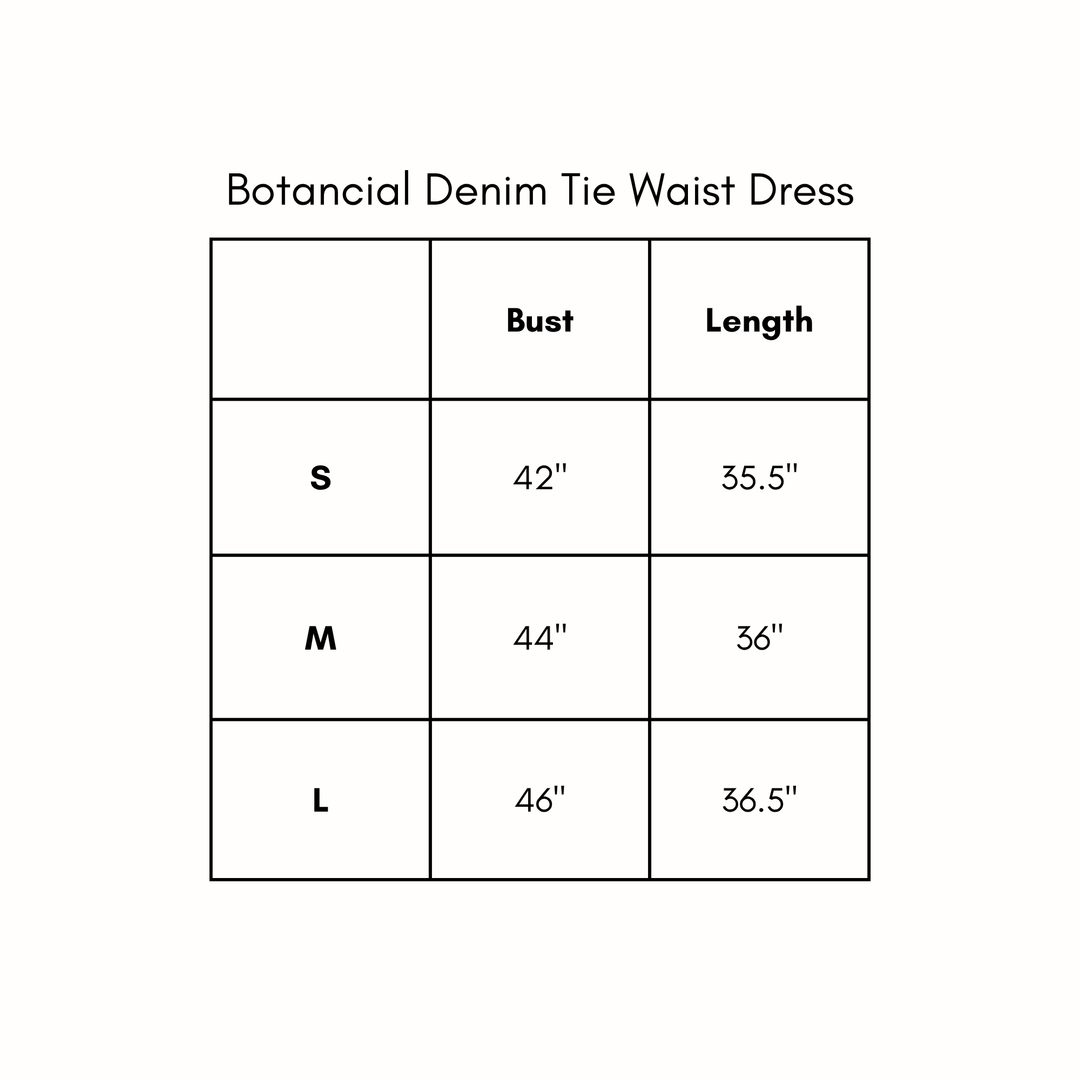 Botanical Denim Tie Waist Dress