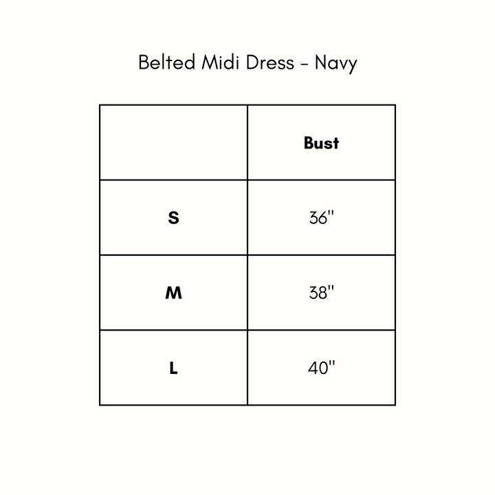 Belted Midi Dress - Navy