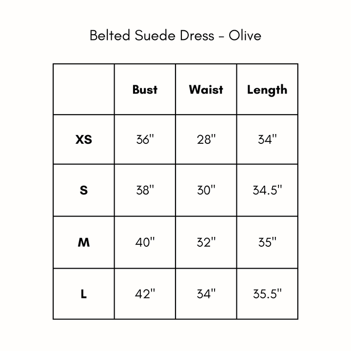 Belted Suede Dress - Olive
