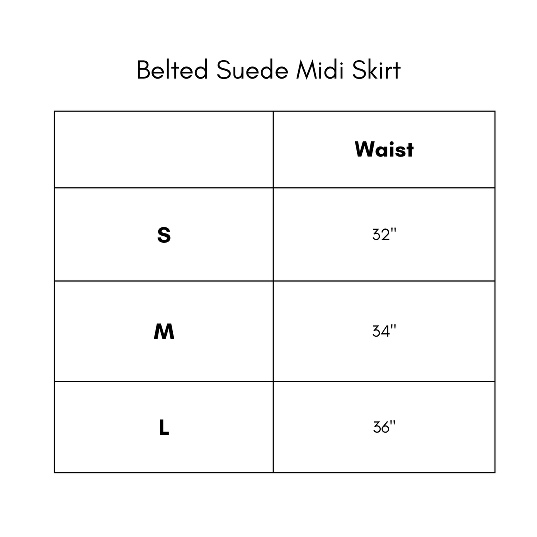 Belted Suede Midi Skirt - Black