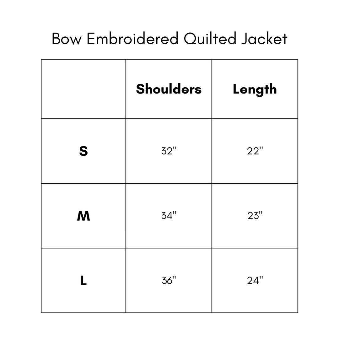 Bow Embroidered Quilted Jacket - Cream