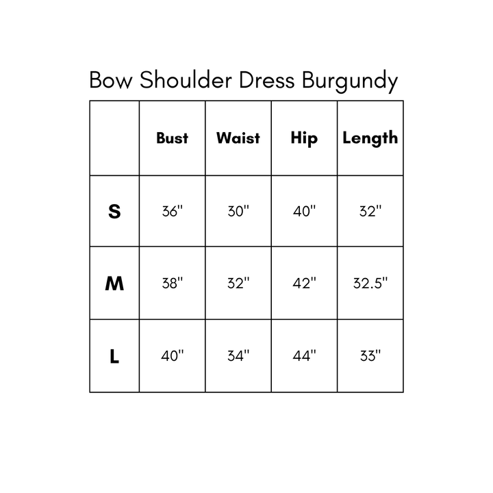 Bow Shoulder Dress - Burgundy