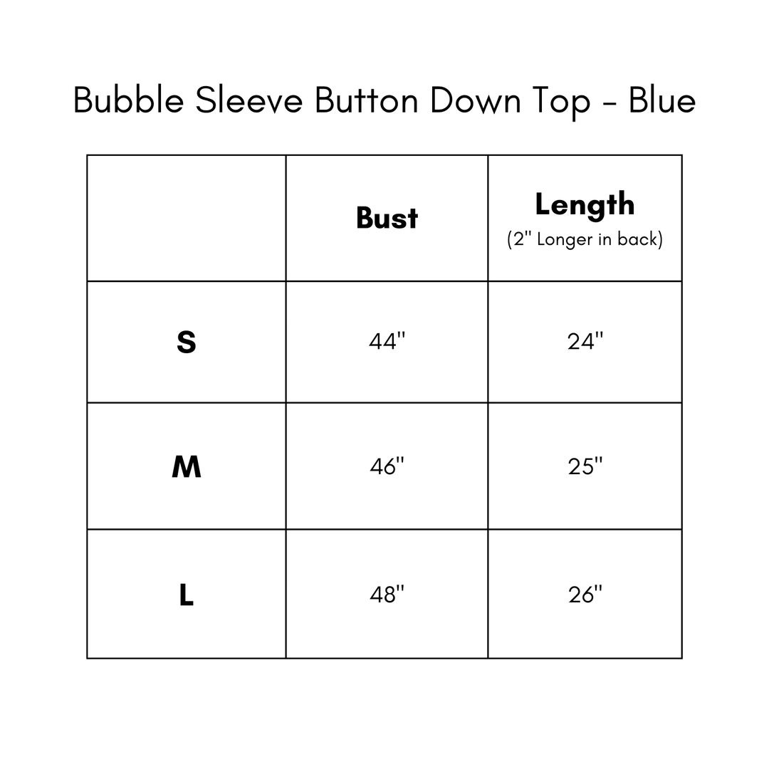 Bubble Sleeve Button Down Top - Blue