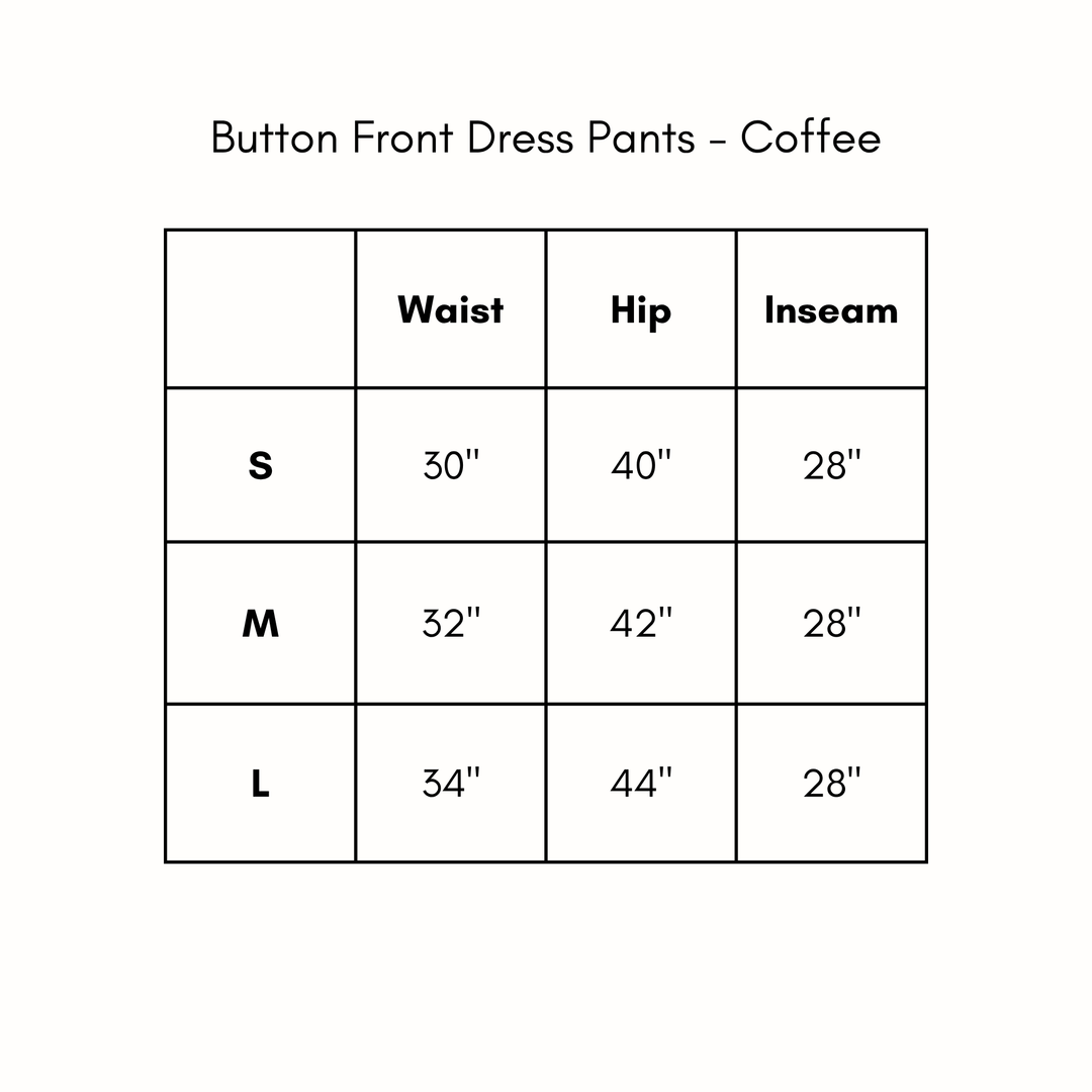 Button Front Dress Pants - Coffee