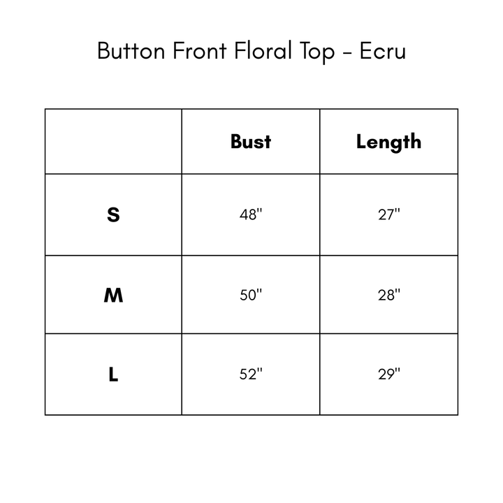 Button Front Floral Top - Ecru