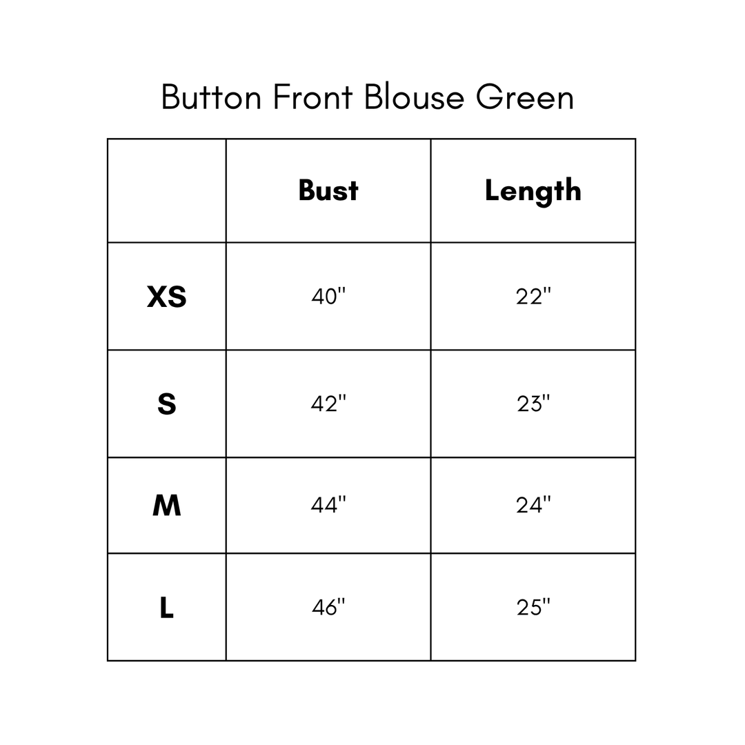 Button Front Blouse - Green