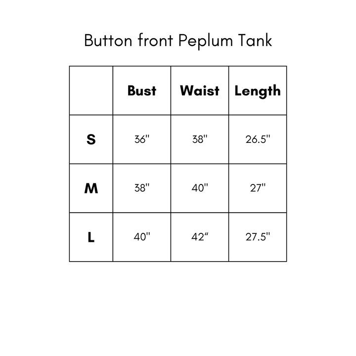 Button Front Peplum Tank - Red