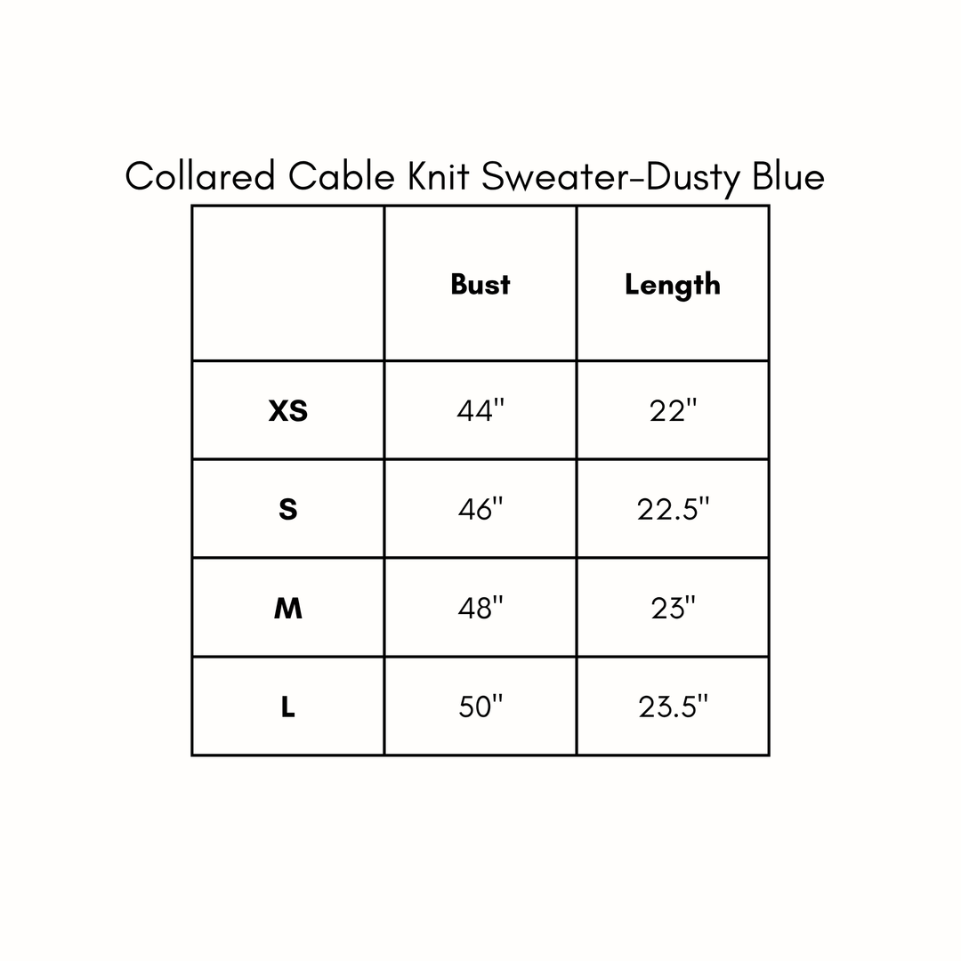 Collared Cable Knit Sweater - Dusty Blue