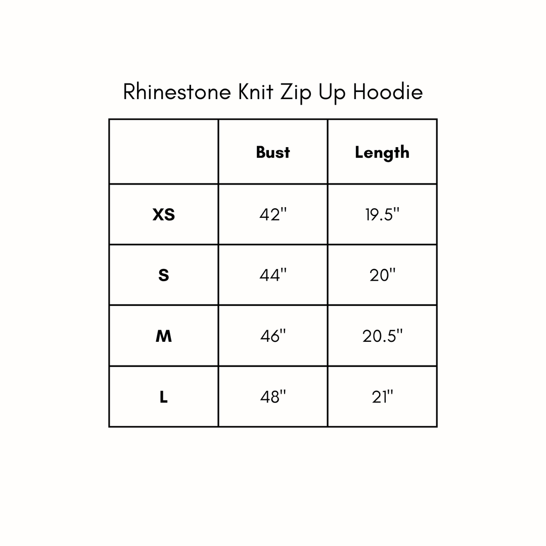 Rhinestone Knit Zip Up Hoodie - Chai