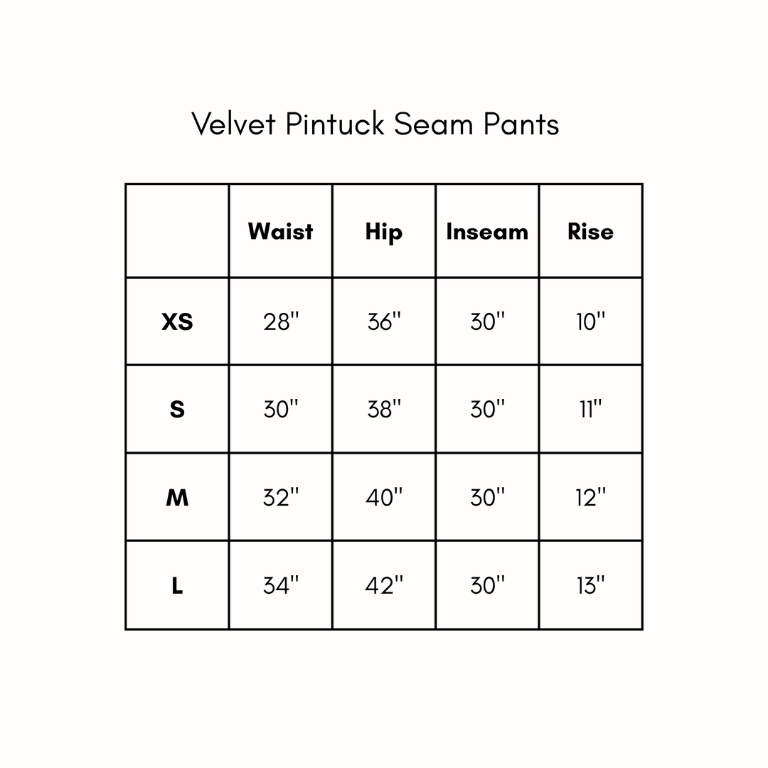 Velvet Pintuck Seam Pants - Black