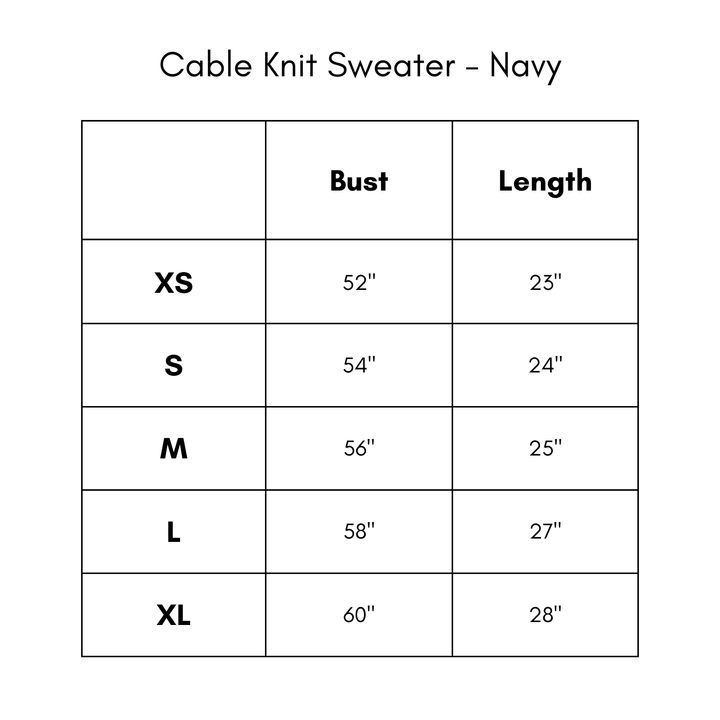 Cable Knit Sweater - Navy