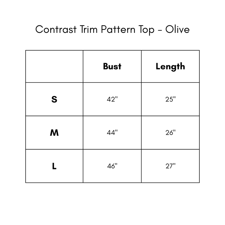 Contrast Trim Pattern Top - Olive