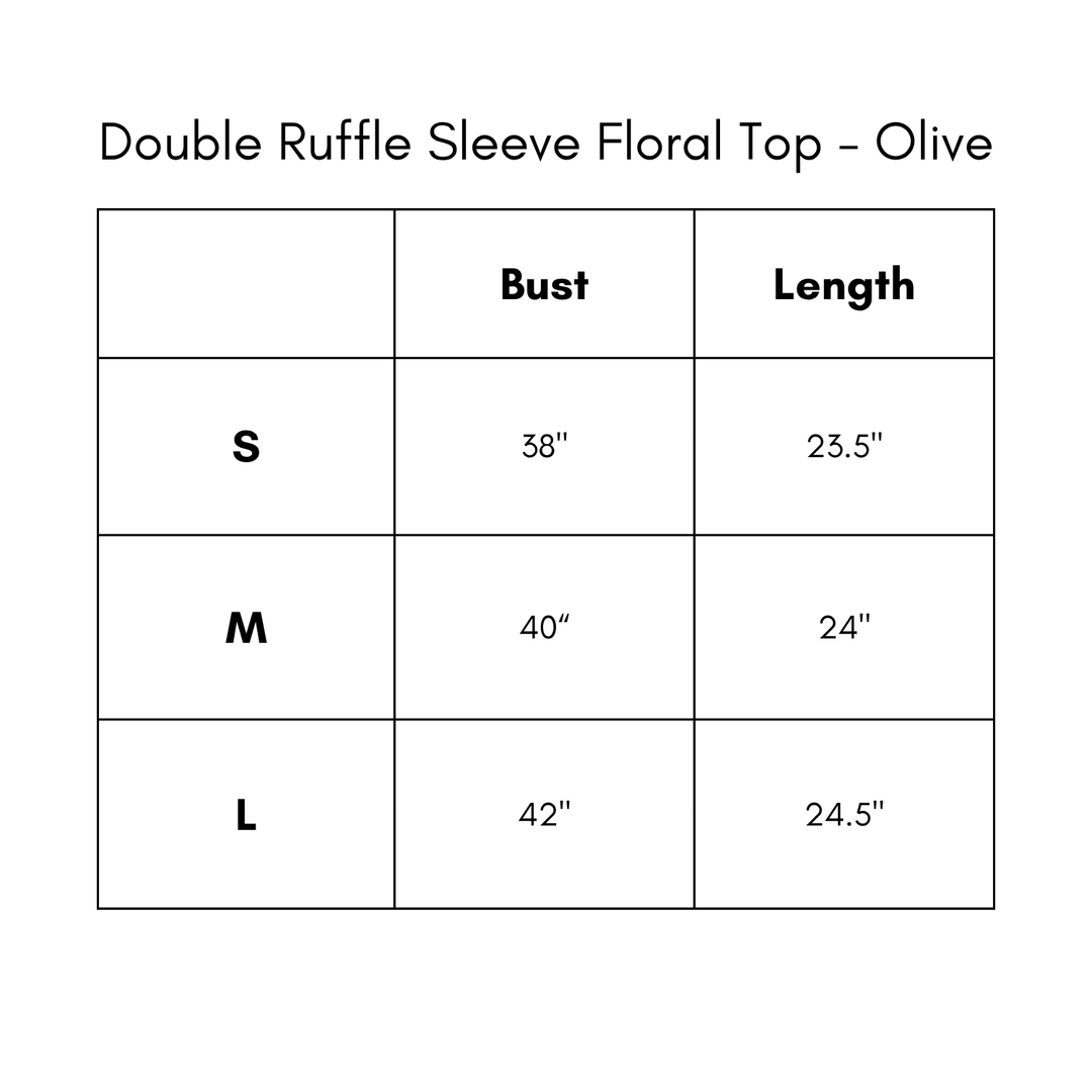 Double Ruffle Sleeve Floral Top - Olive