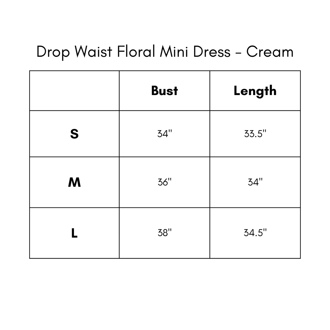Drop Waist Floral Mini Dress - Cream