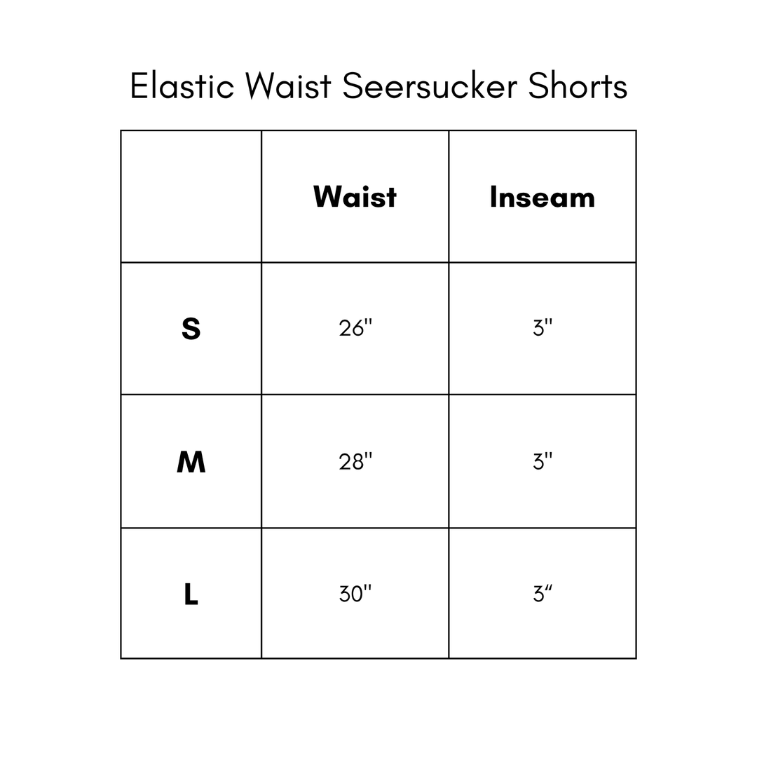 Elastic Waist Seersucker Shorts - Light Blue